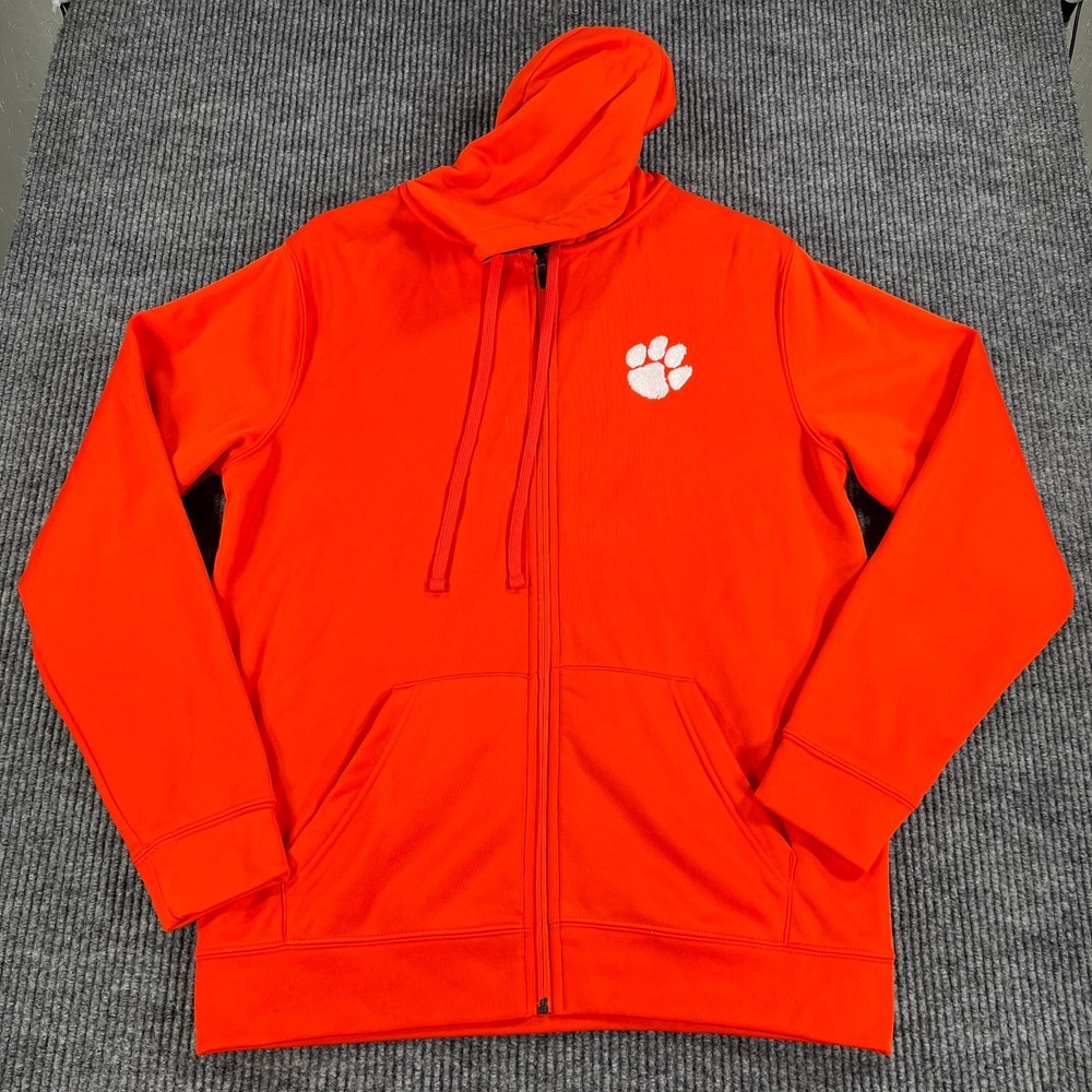 Clemson Tigers Sweatshirt Mens Medium Orange Long Sleeve Full Zip Hooded NCAA